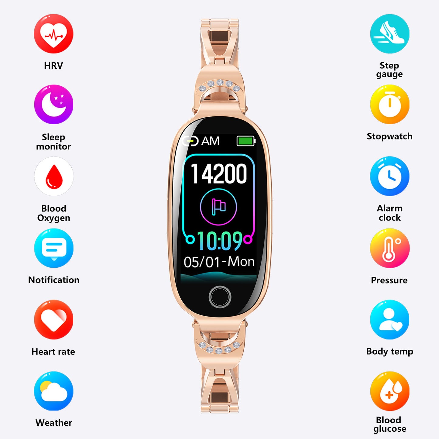 Women's Smart Watch Non-invasive Blood Glucose Menstrual Reminder